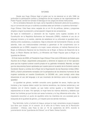 IGUALDAD Y LA NO DISCRIMINACIÓN DE LA MUJER EN EL GOBIERNO DE CHÁVEZ
