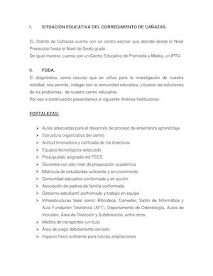 Situaciòn Educativa Del Corregimiento De Cañazas