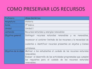 Como Preservar Los Recursos