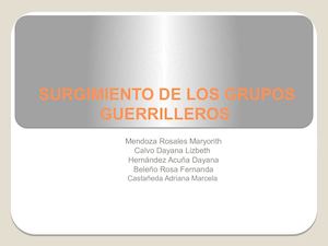 Surgimiento De Los Grupos Guerrilleros