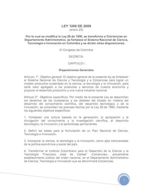 Ley 1286 De 2009