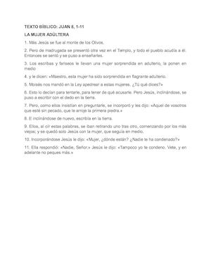 Texto Bíblico Juan 8 La Mujer Adultera
