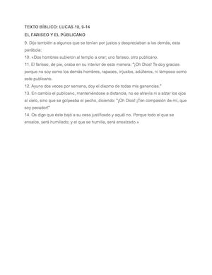 Texto Bíblico El Fariseo Y El Publicano