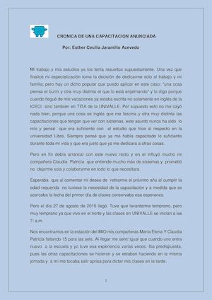 Cronica De Una Capacitacion Anunciada