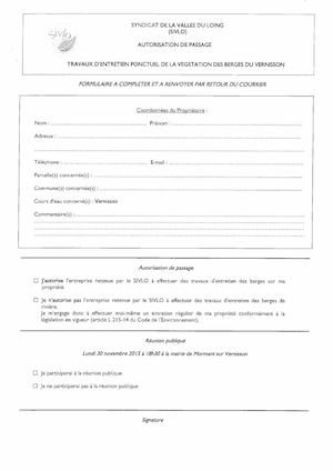 Autorisation Passage Sivlo 2015