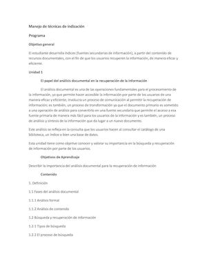 Manejo De Técnicas De Indización