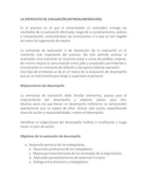 LA ENTREVISTA DE EVALUACIÓN