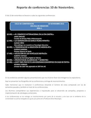 Reporte De Conferencias