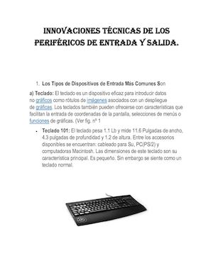 Innovaciones Técnicas De Los Periféricos De Entrada Y Salida Leydy