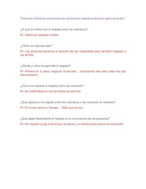 “Entre los individuos como entre las naciones el respeto al derecho ajeno es la paz.”