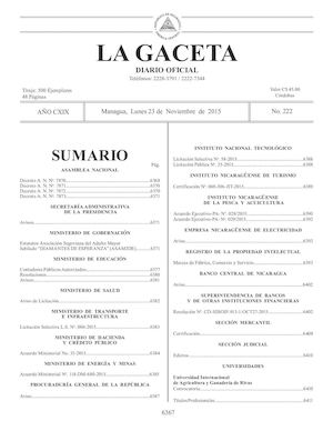 Gaceta No 222 Lunes 23 Noviembre De 2015