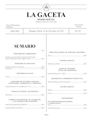 Gaceta No 223 Martes 24 De Noviembre De 2015