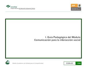 Guia pedagogica de  comunicacion para la interaccion social