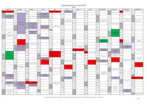Planning d'occupation 2015 de la salle des fêtes au 7 mai 2015