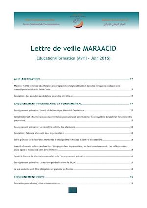 Lettre de Veille CND  Education  Formation Avril Juin 2015