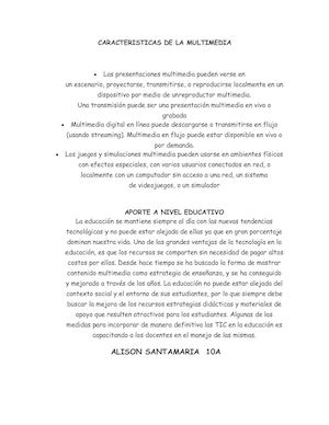 Caracteristicas De La Multimedia
