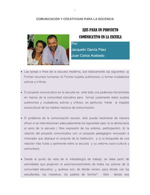 Ejes Para Un Proyecto Comunicativo En La Escuela