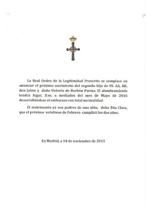 DON JAIME DE BORBÓN PARMA Y SU ESPOSA ESPERAN UN NUEVO HIJO