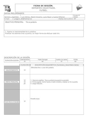 Ficha Sesion Futbol C