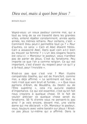 Dieu oui, mais à quoi bon Jésus ?