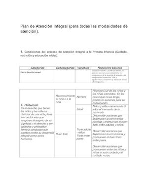 Plan De Atención Integral