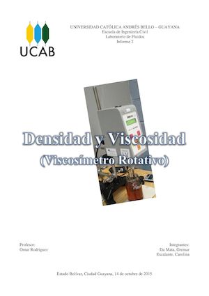 2 Densidad Y Viscosidad (Viscosimetro Rotativo)