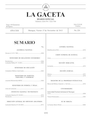 Gaceta No 226 Viernes 27 De Noviembre De 2015