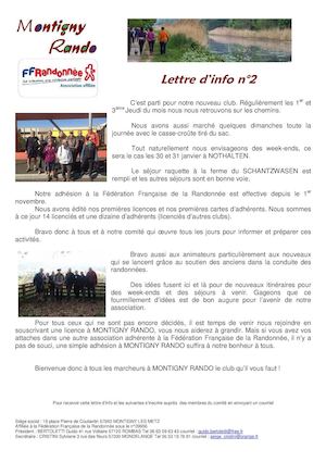 Montigny Rando Lettre Info N°2