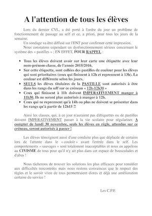 Les Règles Du Passage Au Self à Respecter