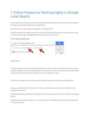 7 Critical Factors For Ranking Highly In Google Local Search