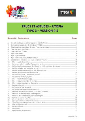 Trucs et Astuces Typo3 version 4.5 Juillet 2015