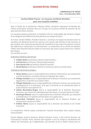 Communiqué de presse  Auchan Retail France