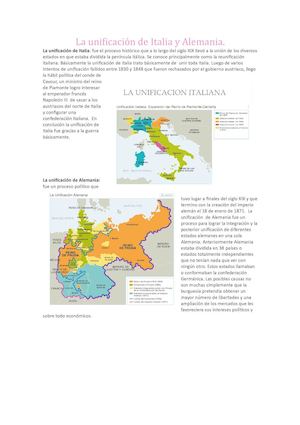 La Unificación De Italia Y Alemania