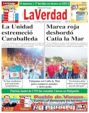La Guaira, jueves 03 de diciembre de 2015 Año 19 Nº. 5850