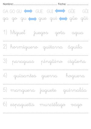 Ga Go Gu Gue Gui Güe Güi Castellano