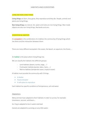 Habitats And Ecosystems