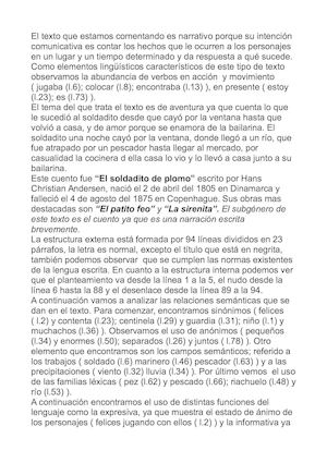 Comentario De Texto De El Soldadito De Plomo