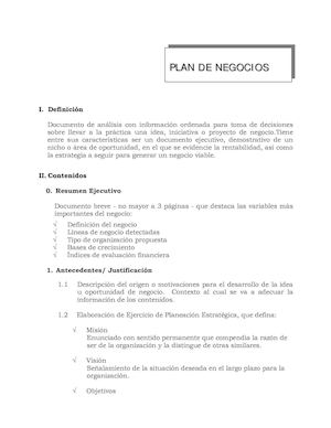 Ejemplo De Plan Negocio