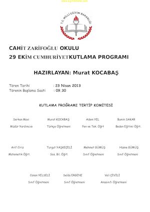 29 Eki̇m Tören Programi