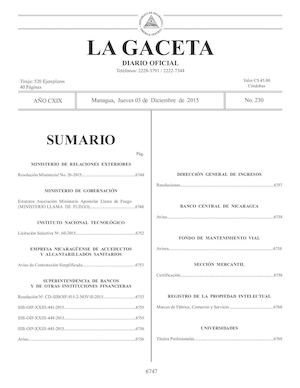 Gaceta No 230 Jueves 3 De Diciembre De 2015