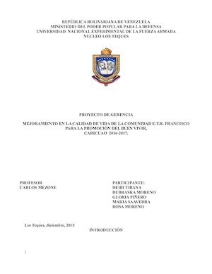 Proyecto De Gerencia E T R Francisco