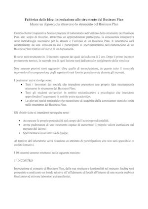 Laboratorio Sul Business Plan