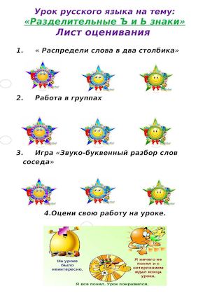 лист самооценки