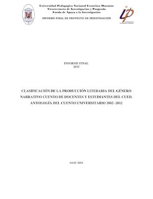 Informa Final Clasificación Cuento FAI Cued UPNFM 2015