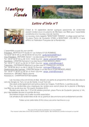 Montigny Rando Lettre Info N°1