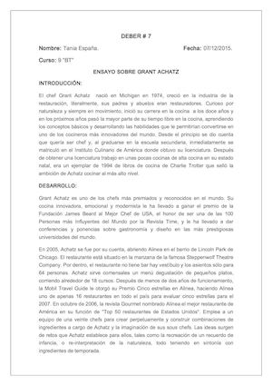 Ensayo Sobre Grant Achatz