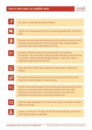 how to write tasks for usability tests