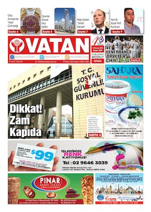 Yeni Vatan Turkish Newspaper Issue No: 1827