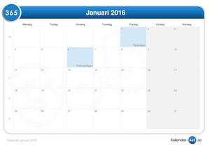 Kalender Januari 2016