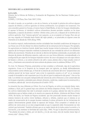 Historia De La Agroforestería